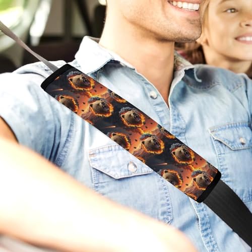 Universal Soft and Comfortable Fire Bear Wild Animal Seat Belt Cover for Kids, Most Cars, 2 Piece Seat Belt Covers Cushion Shock Absorption - color: Pattern 779