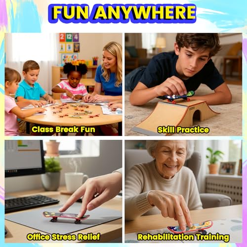 LovesTown 50 PCS Mini Finger Skateboards for Sports Party Favors | Professional Finger Boards Set Toys for Kids Birthday Gifts Party Favors, Goodie Bag Fillers, Classroom Prizes Treasure Box