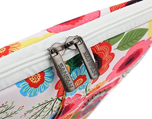 360° Protective Laptop Sleeve Case Bag with 3 Pockets,Handle,Luggage Strap for MacBook Pro 14 inch and 14 inch-14.4 inch Screen Laptop (Flowers) - color: Flowers(3 Pockets), size: 14 inch-14.4 inch