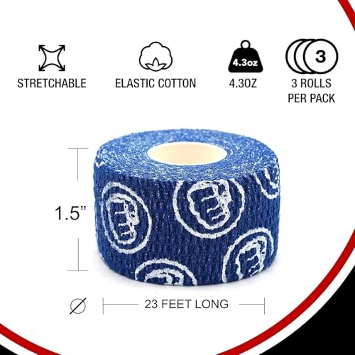 WOD Nation Flexible Hook-Grip Athletic Tape – Easy-Tear, Sweat-Proof Thumb & Finger Strips for Weightlifting - color: Blue