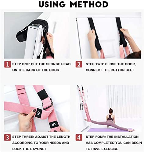 Yoga Fitness Stretching Strap, Adjustable Leg Stretcher Back Bend Assist Trainer, Improve Leg Waist Back Flexibility Home Gym Equipment for Rehab Pilates Ballet Cheerleading Splits Gymnastics - color: pink