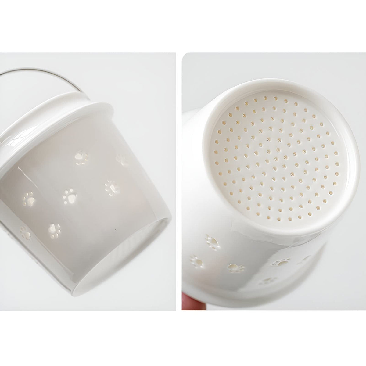 Cat Ceramic Tea Mug with Infuser & Lid Leaf Tea Cup for Home Office(Black)