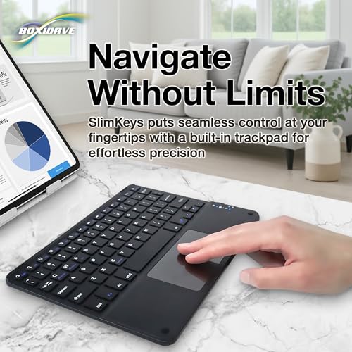 BoxWave Keyboard Compatible with Estone Technology MJ-80 - SlimKeys Bluetooth Keyboard with Trackpad, Portable Slim TouchPad - Jet Black