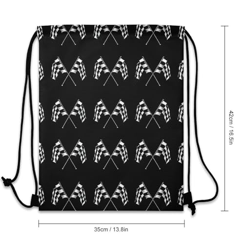 Theft Proof Cinch Sack Drawstring Backpack Water Resistant for Camping Travel Sports Gear Men Women, Checkered Racing Flag Bags - color: Picture (23)