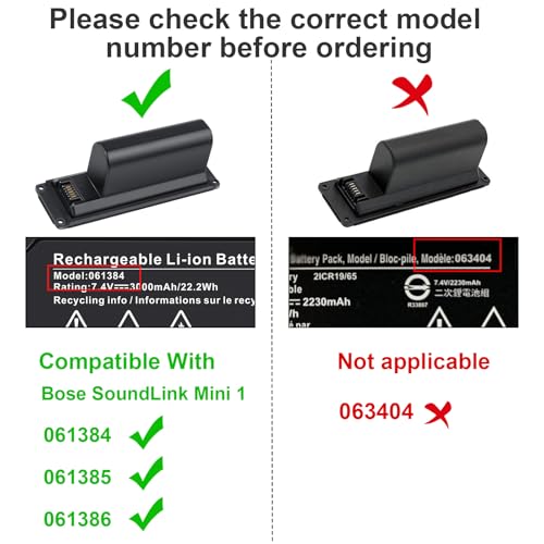 Futurebatt 061384 061385 Battery for Bose Soundlink Mini I one Gen 1 Speaker US Version bateria para 413295 61385 61384 61386 63287 061384 061386 063287 - size: Soundlink Mini 6.10 × 4.13 × 1.97 in