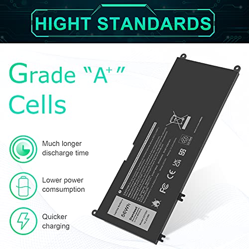 ASUNCELL 56WH 33YDH Battery for Dell Inspiron 17 7000 7786 7779 7773 7778 G3 3579 3779 G5 5587 G7 7588 15 7577 Latitude 13 3380 14 3490 15 3590 3580 99NF2 PVHT1 P72F P30E 81PF3 081PF3 P30E001 - size: 33YDH 8.94 × 4.96 × 0.71 in