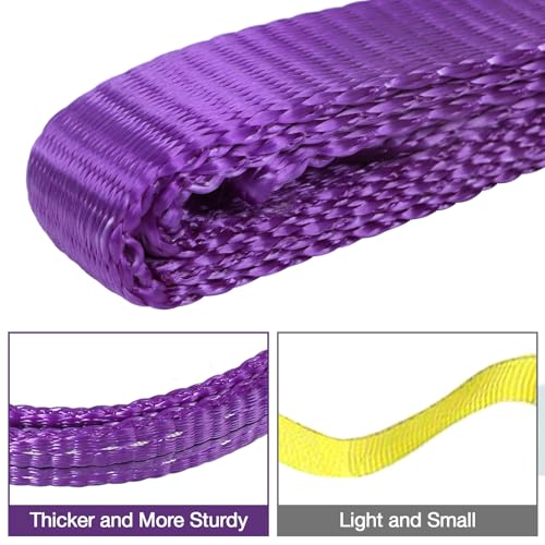Lift Sling Straps,1" x 2' 2-Ply Heavy Duty Flat Eye Lift Slings | Polyester Lifting Strap Tree Saver Recovery Strap Web Sling Rigging Moving Tow Hoist Gear Straps Kit 3200 lb 2600 lb 6400 lb - color: Purple, size: 1" x 2’