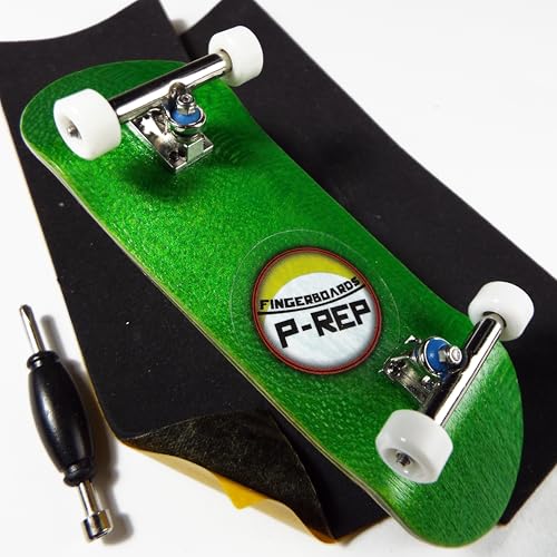 P-REP V2 Pro Performance Complete Wooden Fingerboard kit with Urethane Wheels and Bushings 32mm - Green - color: Green