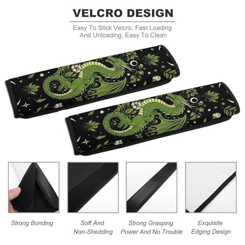 2 Pack Breathable Car Seat Straps Shoulder Pads for Adults and Children, All Vehicles, Moon Flowers Green Dragon Harness Pads Strap, Pressure Relief - color: Pattern 380