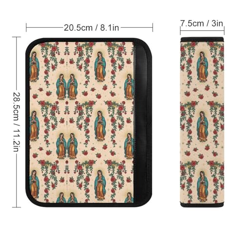 Universal Soft and Comfortable Seat Belt Shoulder Pad for Adult Use, Most Cars, 1 Pair Red Rose Guadalupe Virgen Harness Pads Strap Anti-Slip Pad - color: Pattern 34