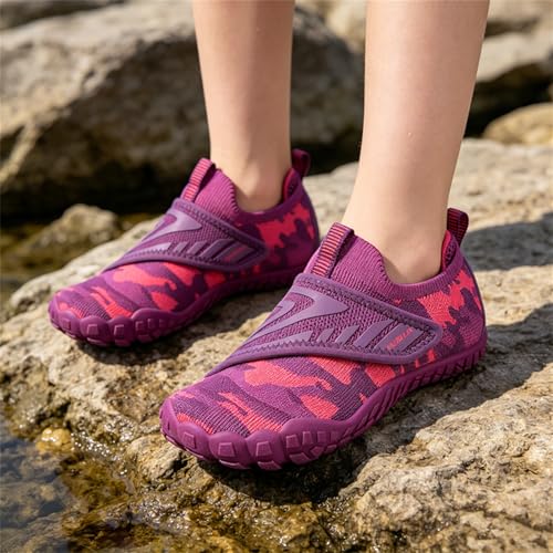 KUBUA Versatile Kids Water Shoes Boys Girls Quick Dry Swim Aqua Socks | Wide Toe Box, Lightweight, Barefoot-Style, Breathable, Beach, Pool, Kayak, Water Parks, Hiking, Toddler, Little Kid, Big Kid - color: Purple, size: 11 Little Kid