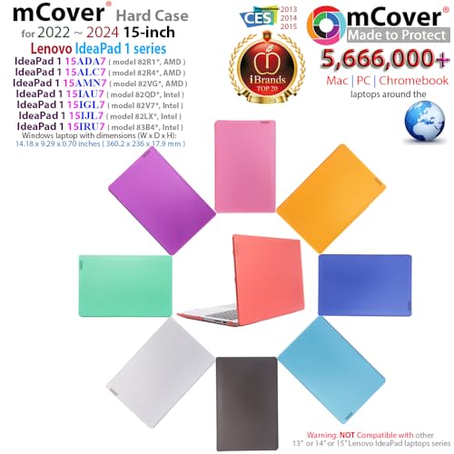 mCover Case Compatible ONLY for 2022-2024 15" Lenovo IdeaPad 1 Series (15ADA7 / 15AMN7 / 15ALC7 / 15IAU7 / 15IGL7 / 15IJL7 / 15IRU7) Windows Laptops (NOT Fitting Any Other Models)- Clear - color: Clear