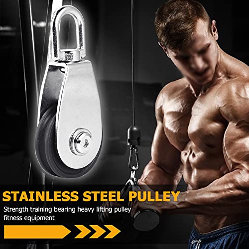 KANASI Fitness Bearing Pulley, Stainless Steel Dual Bearings Nylon Wheel Mute Pulley Block for Gym Equipment and Outdoor Rope Tools