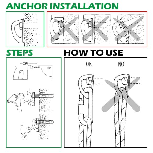 Climbing Holds Anchor Set - 6 PCS - Stainless Steel Bolt Hanger and Bolt Heavy Duty Climbing Holds Weight 2500KG for Indoor Outdoor Climb Train - size: 10MM