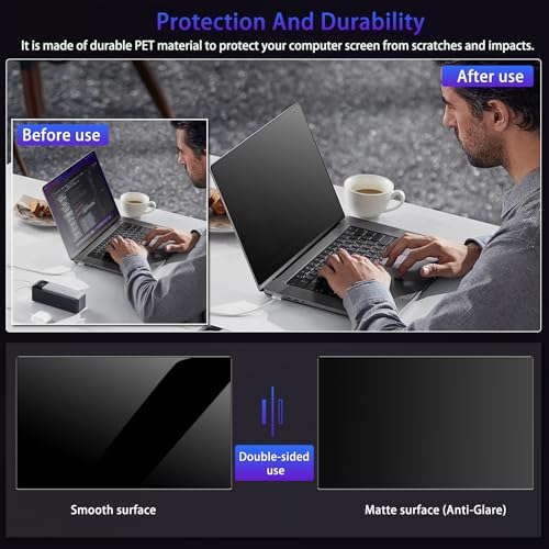 14" Privacy Screen Computer for 16:10 Aspect Ratio, 2-Sided Removable Anti-Peeping/Anti-Glare, Blue Light Block, UV Protect, Reduce Strain, Anti-Scratch, Fits 14-inch 16:10 Protector Film - size: 14inch 16:10