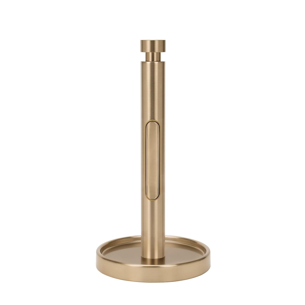 Ivilon Countertop Paper Towel Holder - Weighted Heavy Duty Steel Stand with Non-Slip Base for a Steady One-Handed One Sheet Tear - Fits All Rolls - Warm Gold