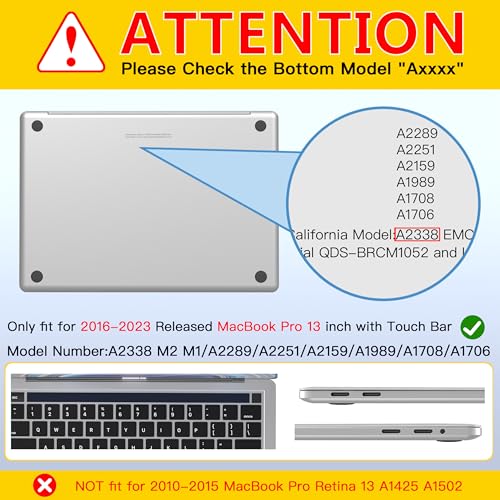 CISSOOK Compatible with MacBook Pro 13 inch Case Sparkly M2 M1 2025-2016 | 4in1 Set Plastic Hard Shell &Keyboard Cover for MacBook Pro 13 A2338 A2251 A2289 A2159 A1706, Rose Pink Glitter - color: Rose Red Glitter