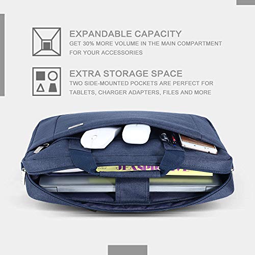 Voova 17.3-17 Inch Laptop Bag, Computer Bag, MacBook Bag, Blue | Expandable splash-proof 17.3-inch laptop messenger bag with removable strap; fits MacBook, HP, Dell, Lenovo and Asus - color: Blue, size: 17-17.3 Inch