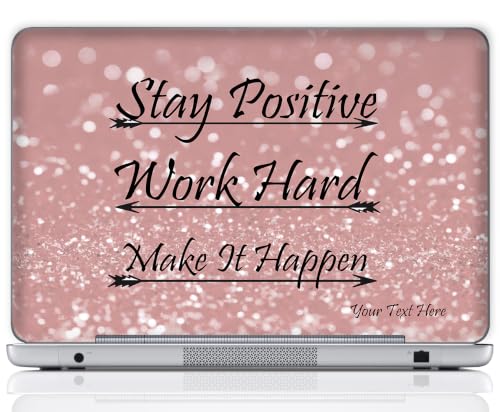 Custom Design Personalized Laptop Skin Sticker Cover Art Decal, Customize with Your Name or Text (12 Inch, Pink Stay Positive) - color: 3700, size: 12 Inch