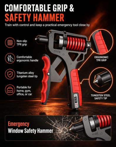 Adjustable Digital Counting Hand Grip Strengthener, 11-363 lbs | Double Spring Grip Strength Trainer, Smart Electronic Counter, 11-363 lbs Forearm Exerciser For Climbing And Fitness - color: Black