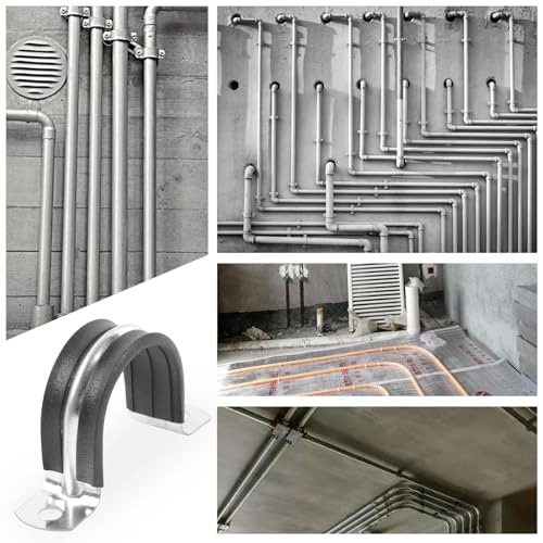 1-9/16 Inch Reinforced Rigid Pipe Strap, 2 Holes U Bracket Cable Clamp Hanger, Rubber Cushioned Insulated Clamp, Conduits Strap Clamps for Pipe Fixing on Various Surfaces, 10 PCS(40 mm) - size: 1-9/16 inch (10 pcs)