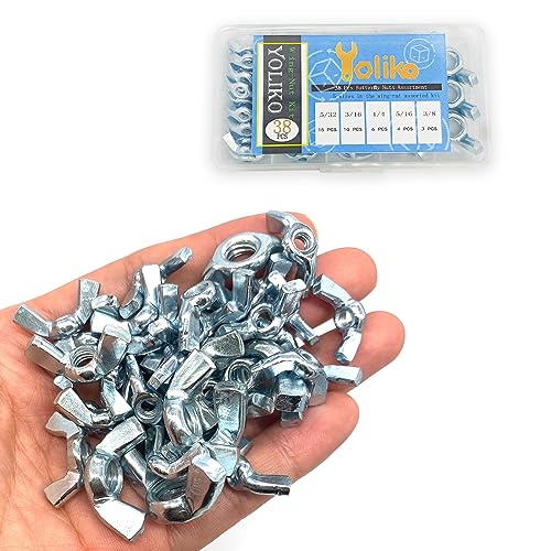 38 Pcs 5 Sizes 5/32",3/16",1/4",5/16",3/8" Wingnuts, Quality Carbon Steel Wing Nuts Zinc Plated Fasteners Parts Butterfly Nut, Hand Twist Tighten Hardware Nuts Butterfly Wing-Nut Assorted Kit - size: 5 Sizes (5/32", 3/16", 1/4", 5/16", 3/8") - 38 Pcs