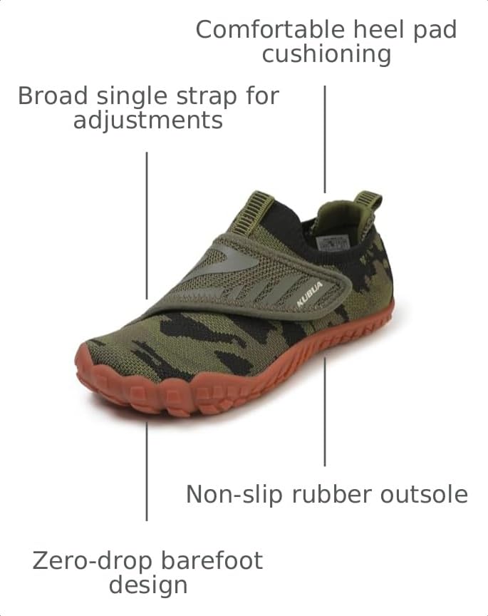 KUBUA Versatile Kids Water Shoes Boys Girls Quick Dry Swim Aqua Socks | Wide Toe Box, Lightweight, Barefoot-Style, Breathable, Beach, Pool, Kayak, Water Parks, Hiking, Toddler, Little Kid, Big Kid - color: Green, size: 11 Little Kid