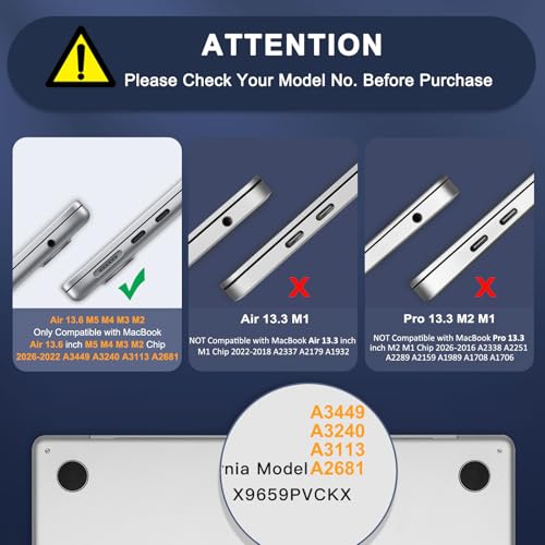 MOSISO Compatible with MacBook Air 13 inch Case M5 2026 M4 M3 M2 2025-2022 | A3449 A3240 A3113 A2681, Hard Shell&Keyboard Cover&Screen Film&Pouch for MacBook Air 13.6 inch Case, Crystal Cosmic Orange - color: Crystal Cosmic Orange