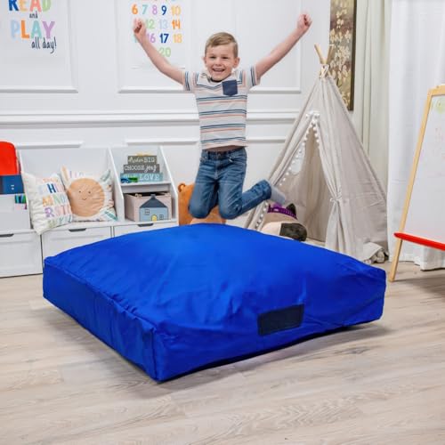 Foamma Crash Pad – (48’’ X 48’’) (4 Ft X 4 Ft) – Sensory Crash Pad with Foam Blocks for Autistic Kids, Soft Fabric & Washable Cover – Ideal for Kids and Adults to Jump, Play, or Relax - color: Blue, size: 48" x 48"
