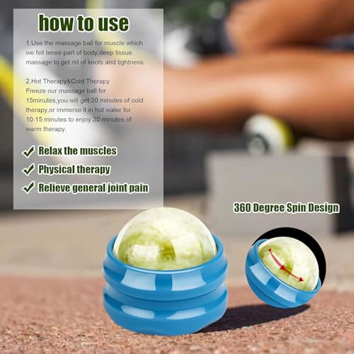 ideayard Massage Roller Ball - Massage Stone Jade Ball for Full Body Massage Lacrosse Ball Massager, Back Massage Tool, Self Massage Ball for Sore Muscle - color: Navy Blue