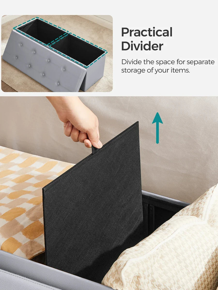 SONGMICS 43 Inches Folding Storage Ottoman Bench Storage