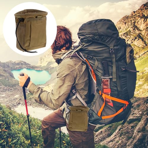 HEMOTON Lightweight Climbing Chalk Bag Drawstring Utility Fanny Pack Waist Pouch Outdoor Storage Solution in Khaki Oxford Cloth for Hiking