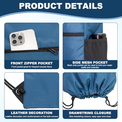 HOLYLUCK Men & Women Outdoor Sport Gym Sack Waterproof Drawstring Backpack Bag (Standard with drawstring, Cyan Blue) - color: Cyan Blue, style: Standard With Drawstring