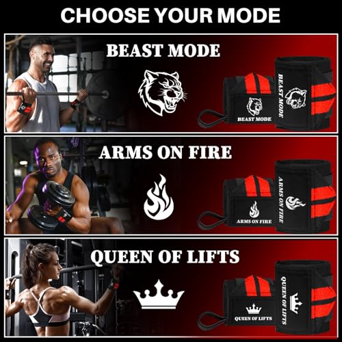 TECEUM Elastic Cotton Weightlifting Wrist Wraps with Thumb Loops, 1 Pair - color: Black and Red, style: 12" – Queen of Lifts