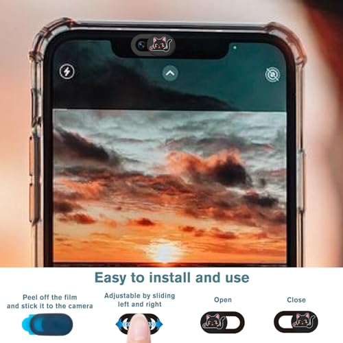 6Pcs 6 Styles Cat Camera Cover Slide Webcam Privacy Cover Cute Cats Design Ultra-Slim Camera Blocker for Laptop Desktop Computer Tablet Phone Notebook Mini PC Accessories Home Office Use - color: Cat