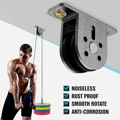 Cable Rope Bearing Pulley Wheel, Wall-Mounted Fixed Pulley Weight System for Home Gym, Weightlifting, DIY Fitness Equipment, Ceiling Mount Accessories - color: Grey-4pcs