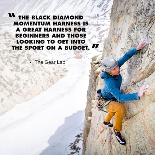 BLACK DIAMOND Men's Momentum Rock Climbing Harness, Adjustable Loops - color: Moonstone, size: XL (36-39" Waist)