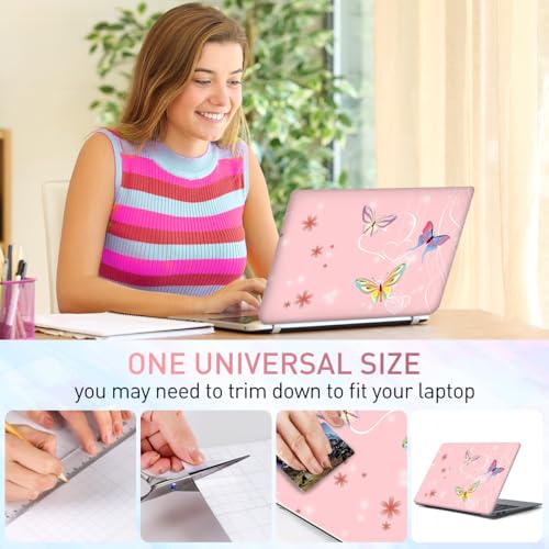 15-15.6 inches Netbook Laptop Skin Sticker Decal Reusable Cover Protector for 11.6 12 13 13.3 14 15 15.4 Notebook Chromebook PC, Scratch-Resistant Waterproof I Pink Butterflies - color: Pink Butterflies