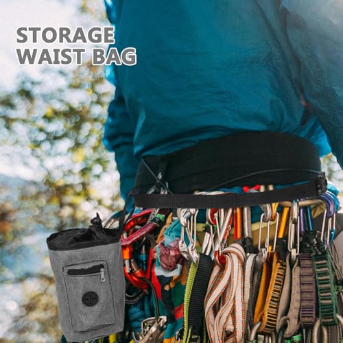 Anti-Slip Climbing Chalk Bag with Zippered Storage Pocket Oxford Cloth Chalk Pouch for Rock Climbing Mountaineering Hiking and Gym Training Lightweight Waist Pack for Sport and