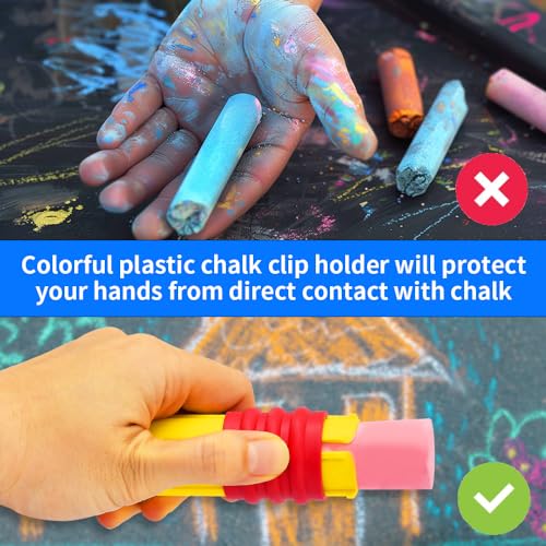 5 Pieces Railroad Chalk Holder Plastic Sidewalk Chalk Holders Colored Adjustable Chalk Clip Holder for Teachers Students Office