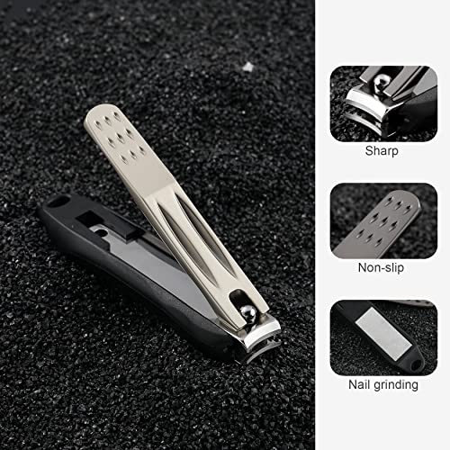 FERYES 3-in-1 Fingernail Clipper with No-Splash Nail Catcher and Metal Storage Box - Toenail Clipper with Nail File for Men & Women - Champagne - color: Champagne