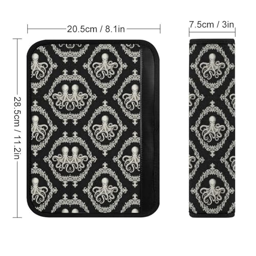 Breathable Seat Belt Shoulder Pad for Adults and Children, Stroller Pushchair High Chair, 2 Pack Gothic Octopus Ocean Black Neck Strap Covers Easy Install (No Tool) - color: Pattern 40