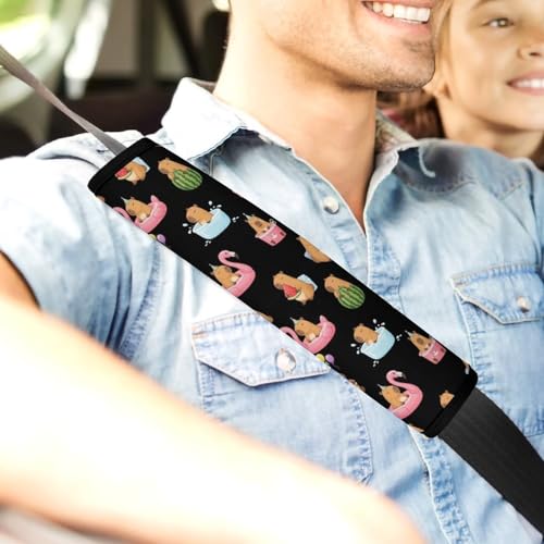 2 Pack Cute Love Funny Capybara Seat Belt Shoulder Pad Universal Fit Harness Pads Strap for Kids, Car Seats Pushchair Strollers High Chair Pushchair, Shock Absorption - color: Pattern 978
