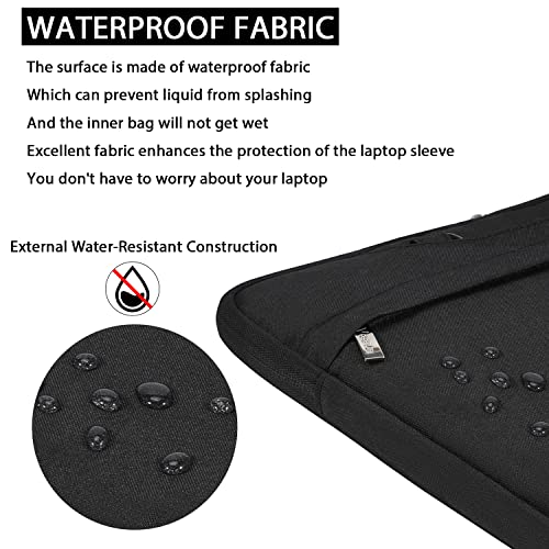 Voova Laptop Case 13 14 15 16 17 Inch with Shoulder Strap, Waterproof Laptop Bag Sleeve Slim Briefcase - color: Black, size: 17-17.3 Inch