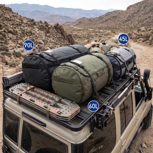 Haimont Heavy Duty Convertible Travel Duffel Backpack, Grey, 60L | Shoe Compartment, Water-Resistant Tarpaulin, Wide U-Shaped Opening - color: Grey, size: 45L