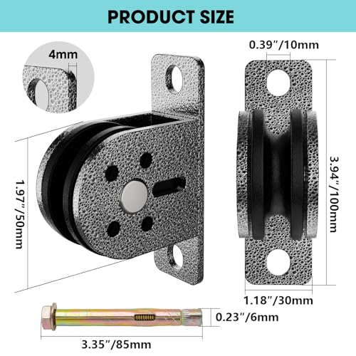 Cable Rope Bearing Pulley Wheel, Wall-Mounted Fixed Pulley Weight System for Home Gym, Weightlifting, DIY Fitness Equipment, Ceiling Mount Accessories - color: Grey-4pcs