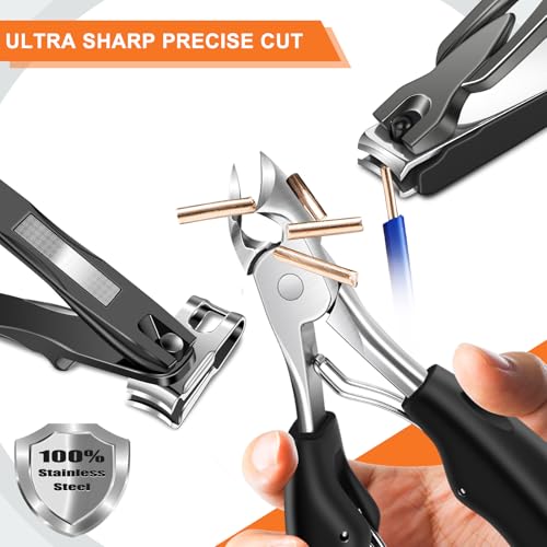 Toenail Clippers for Men Seniors Thick Ingrown Toenails 6PCS Professional | Wide Jaw Opening, Heavy Duty Large 360 Degree Rotary Nail Clippers for Seniors, Finger Nail Clippers Adult with Catcher - style: Toenail Clippers Set