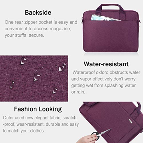 Voova 17.3-17 Inch Laptop Bag, Computer Bag, MacBook Bag, Dark Purple | Expandable splash-proof 17.3-inch laptop messenger bag with removable strap; fits MacBook, HP, Dell, Lenovo and Asus - color: Purple, size: 17-17.3 Inch