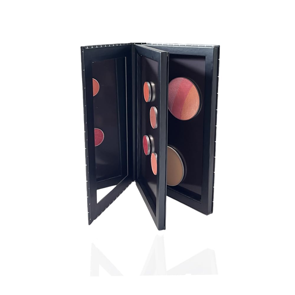 Large Double Layer Book Shape Empty Magnetic Eyeshadow Makeup Palette with Mirror and 20pcs Adhesive Stickers, Sliver Stars Cover, Fits Standard and Deep Pans (Not Included Eyeshadows)