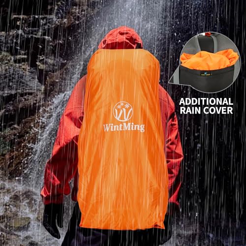 75L Hiking Backpack with Rain Cover Waterproof Camping Backpack Shoes Warehouse for Men Women, Frameless - color: Red, size: 75L
